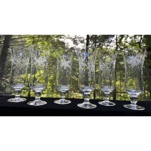 Vintage Avitra Glasses with Duncan Grape pattern - set of 6 - 6.5” -S48